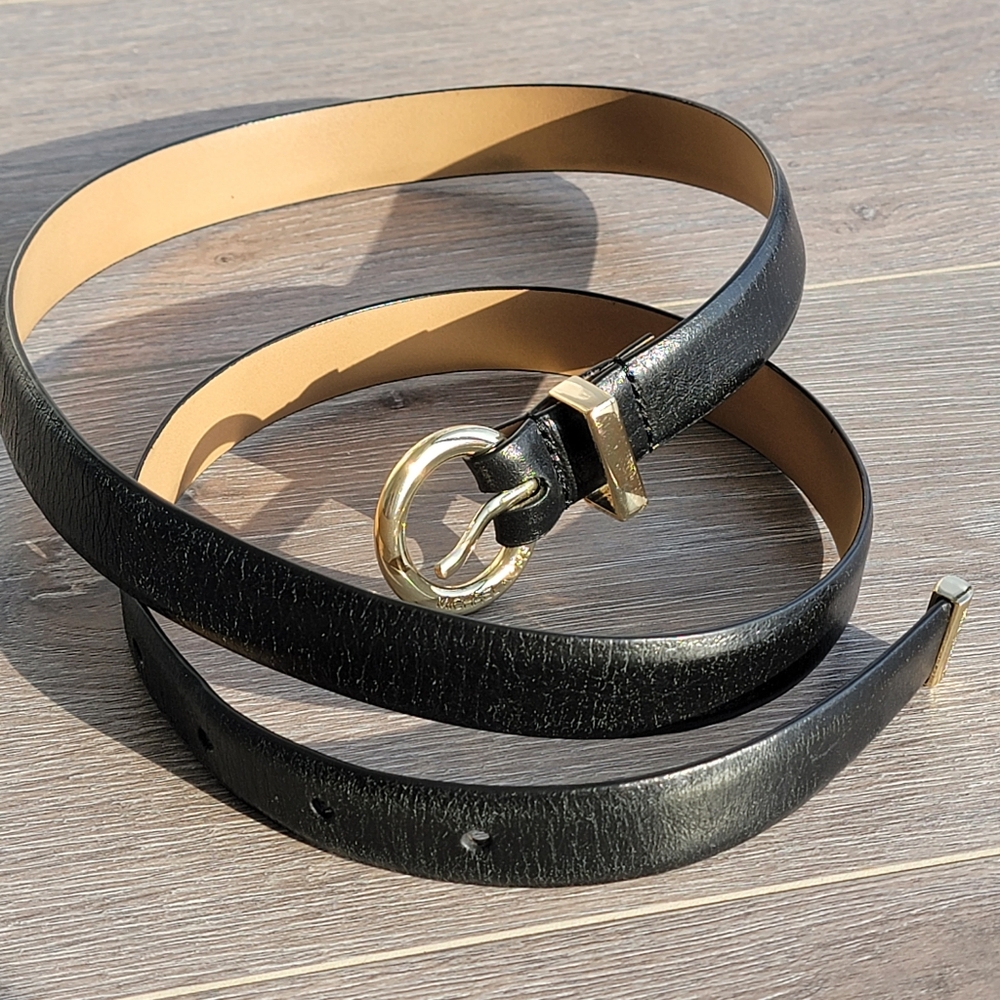 Michael Kors leather belt M gold black